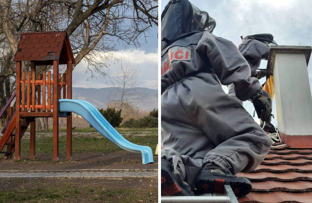 Foto: V detskom záhradnom domčeku sa ubytovali sršne. Hasiči z Nitrianskeho Pravna si s nimi poradili