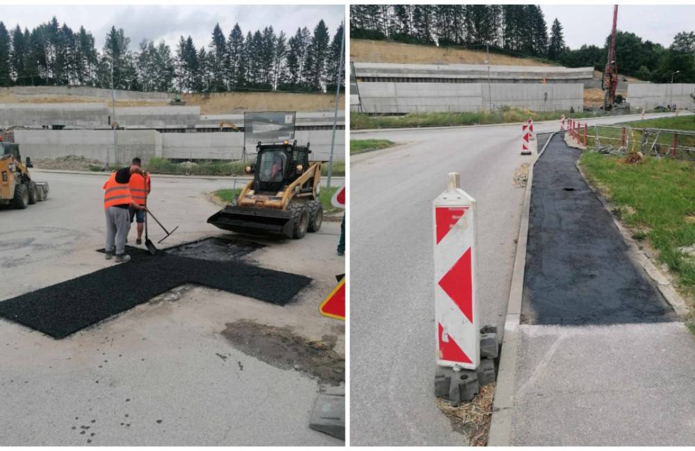 Foto: V Handlovej na Morovnianskom sídlisku asfaltujú chodník. Obmedzenie pre chodcov potrvá do zajtra