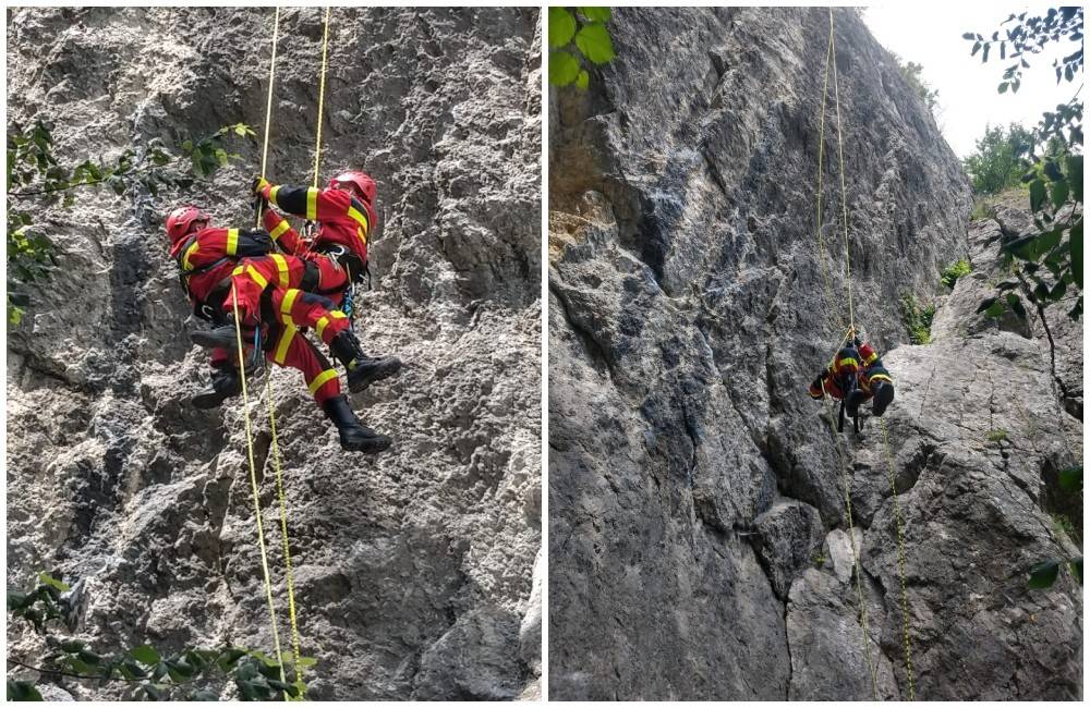 Foto: Trenčianski hasiči trénovali zachraňovanie osôb uviaznutých vo výške