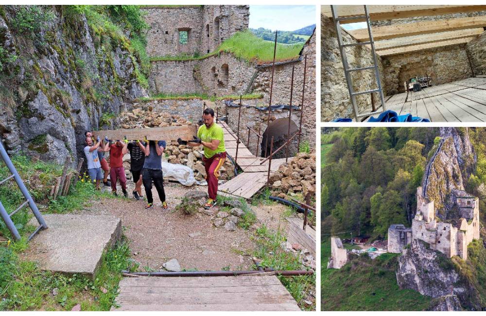 Siláci na hrade Lednica. Športovci si vyhrnuli rukávy a ratovali históriu | Trenčínak.sk