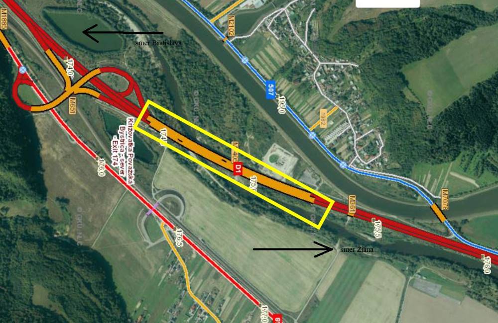 Foto: Dôležité upozornenie pre vodičov. Na D1 pri Považskej Bystrici zbystrite pozornosť