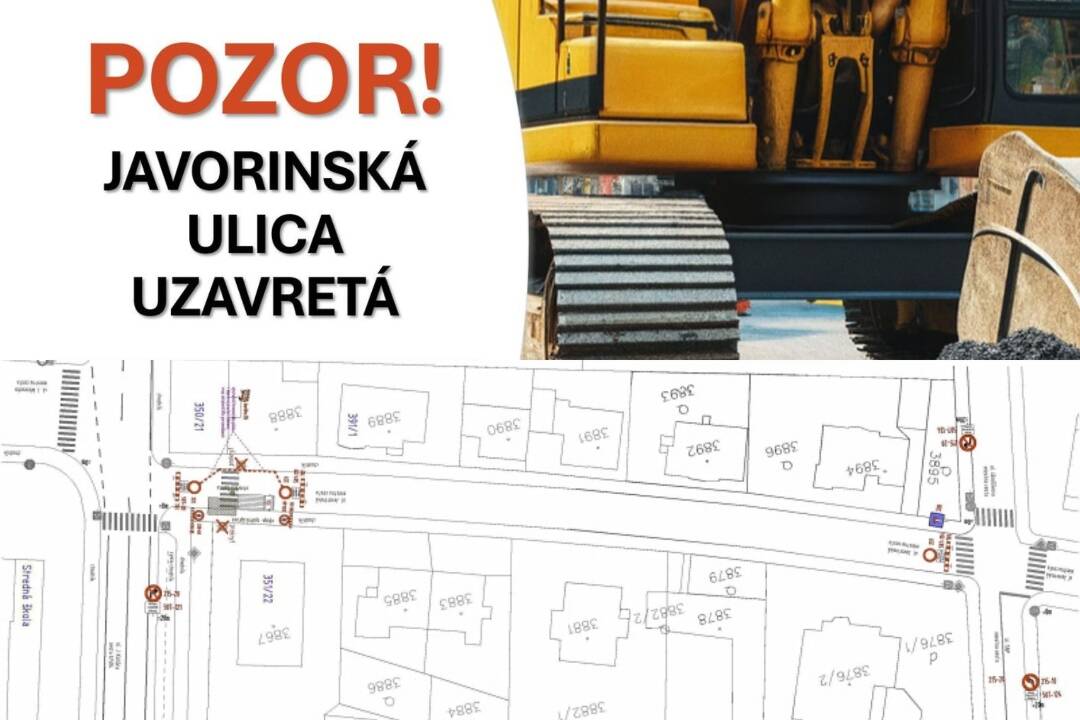 Foto: Ulica Javorinská v Novom Meste nad Váhom bude od pondelka neprejazdná. Dôvodom je havária na vodovodnom potrubí