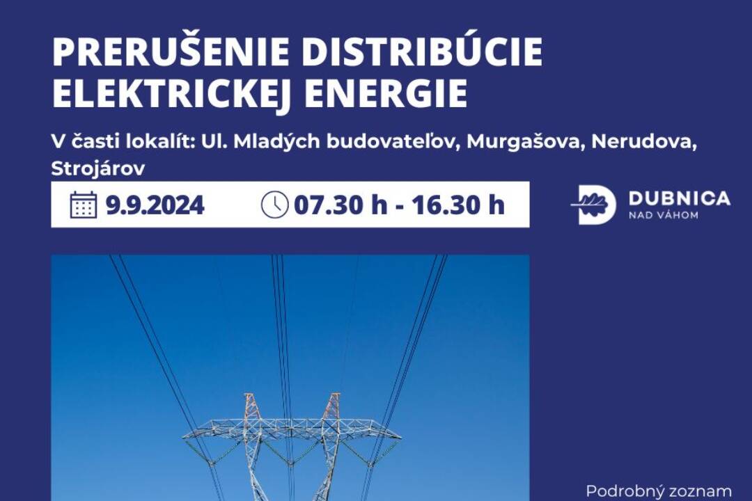 Dubničania dnes bude niekoľko desiatok domácností bez elektriny. Odstávka potrvá do poobedia