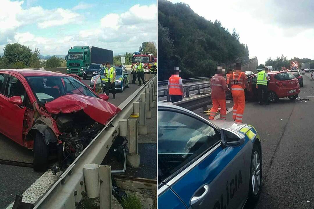 FOTO: Šmykľavá vozovka si vyžiadala aj štvrtú dopravnú nehodu na D1 pri Trenčíne. Vodička narazila do zvodidiel