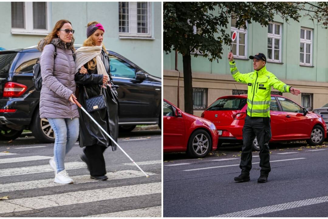 Foto: Púšťate nevidiacich cez priechod? V Trenčianskom kraji prebieha Deň bielej palice, polícia kontroluje dodržiavanie