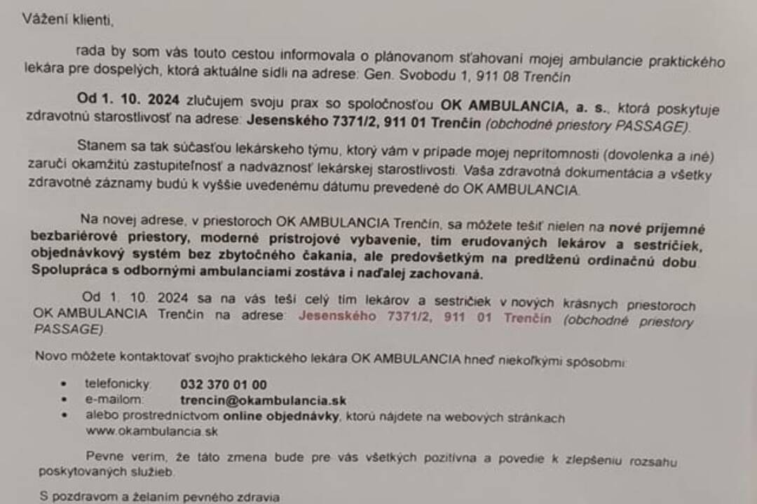 Trenčania zháňajú doktorku Nitraiovu, nevedia sa zhodnúť, či sa vráti alebo ako lekárka skončila. Bude ešte ordinovať?