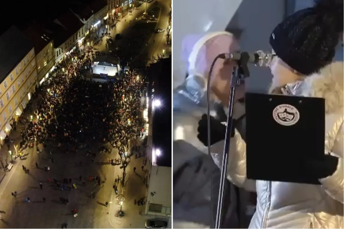 Foto: FOTO+VIDEO: Počas protestov v Trenčíne zasahovali organizátri pri vystúpení poslankyne Zuzany Mišákovej