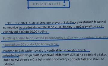 Akútna pohotovosť V Trenčíne skracuje ordinačné hodiny, po ôsmej hodine večer si priplatíte