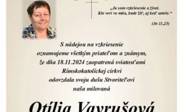 Zomrela Otília Vavrušová, manželka bývalého kastelána a pracovníčka na Trenčianskom hrade, kde dlhé roky bývala