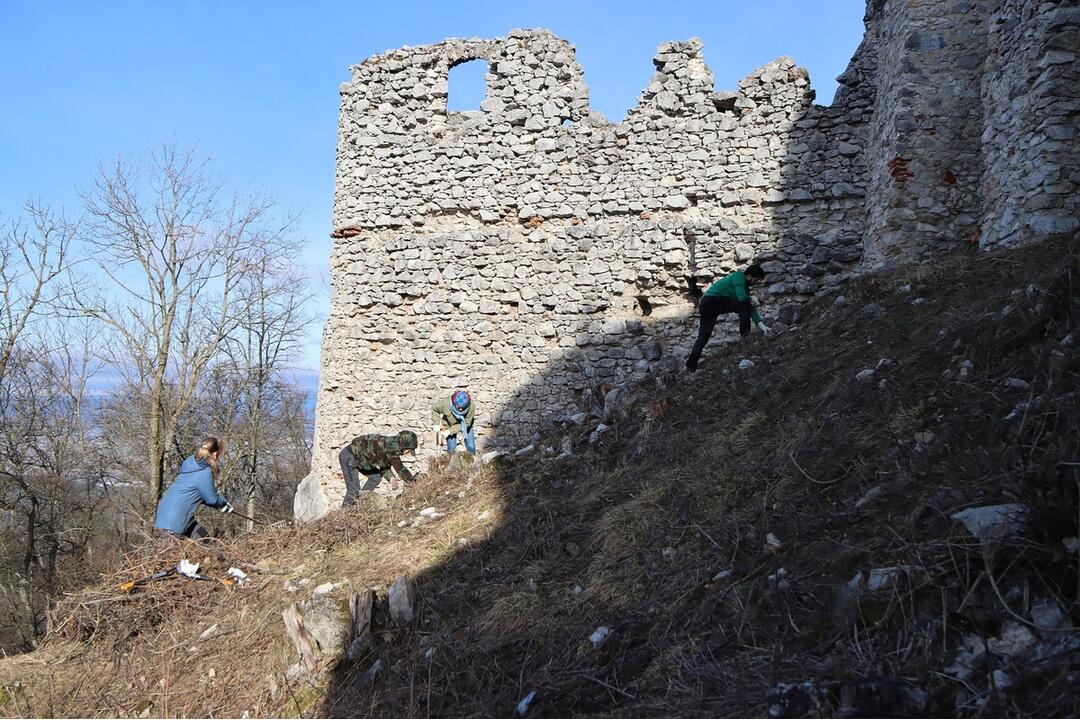 FOTO: Víkendovú brigádu na hrade Tematín majú za sebou. Okrem slovenčiny tam zneli aj iné jazyky , foto 3