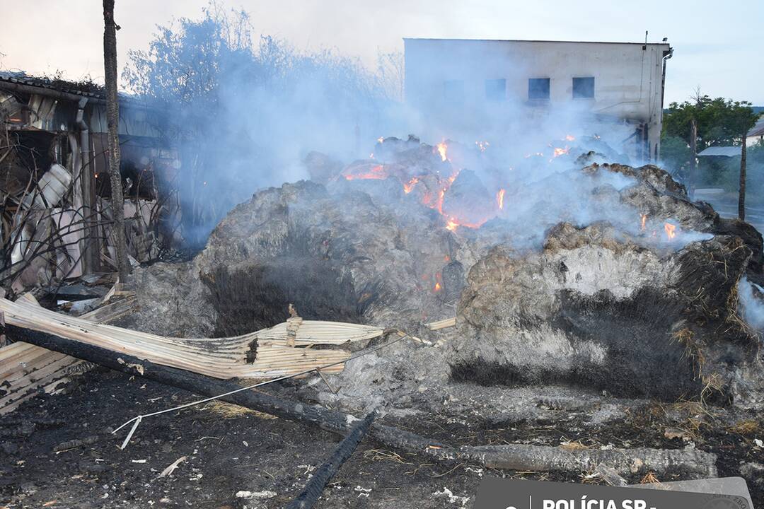 FOTO: V Novom meste zhorela hala so slamou, foto 2